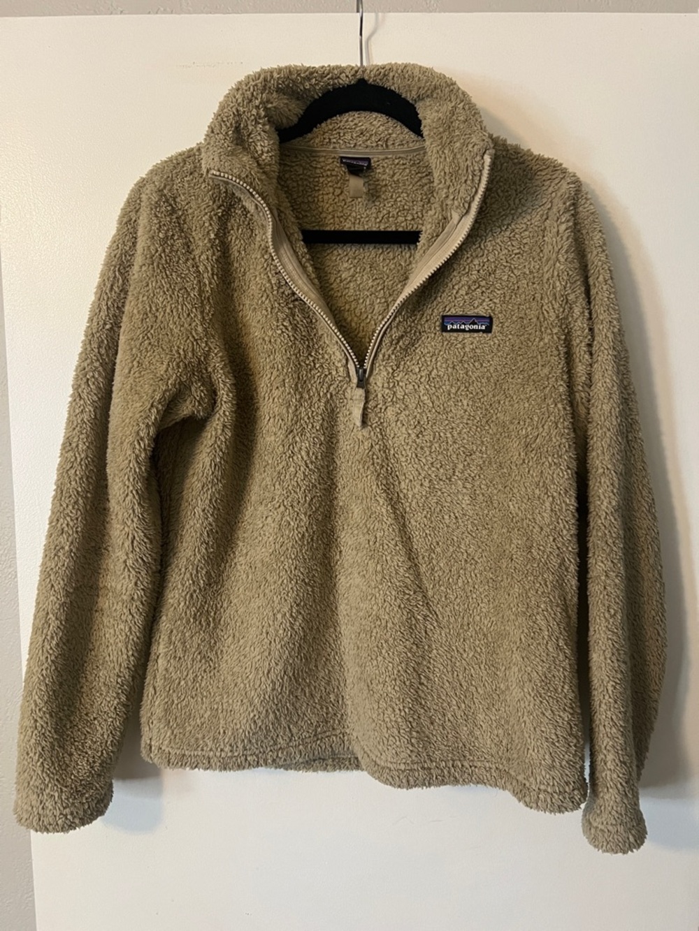 Patagonia Olive Sherpa Quarter-Zip Fleece Pullover
